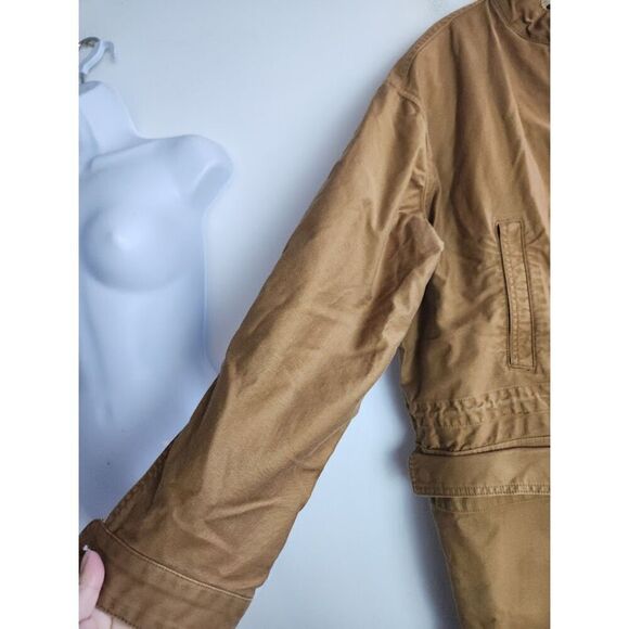 Gap Men Tan Khaki 100% Cotton Mid Length Anorak Utility Full Zip Jacket  Large - Picture 4 of 12